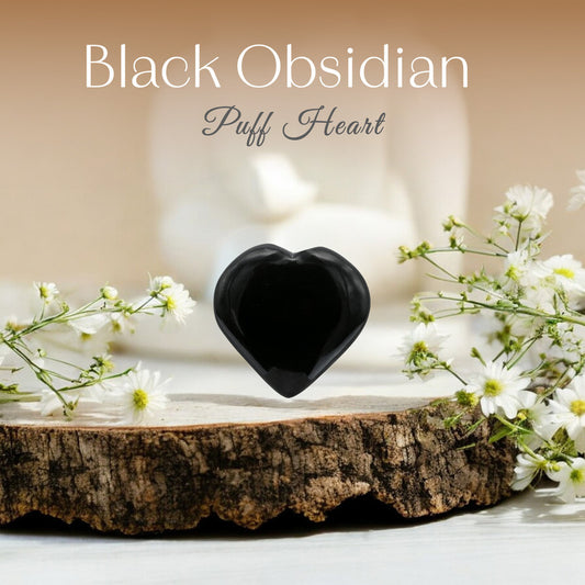 Black Obsidian Puff Heart