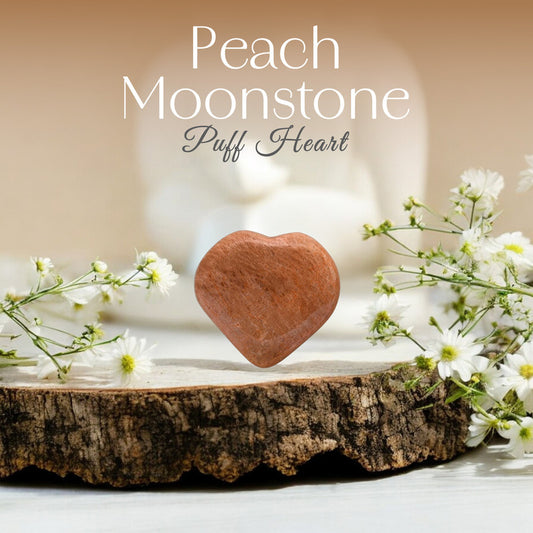 Peach Moonstone Puff Heart