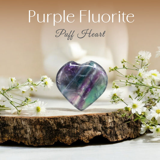 Purple Fluorite Puff Heart