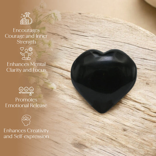 Black Agate Puff Heart