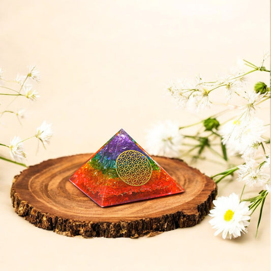 Seven Chakra Orgone Crystal Pyramid For Healing
