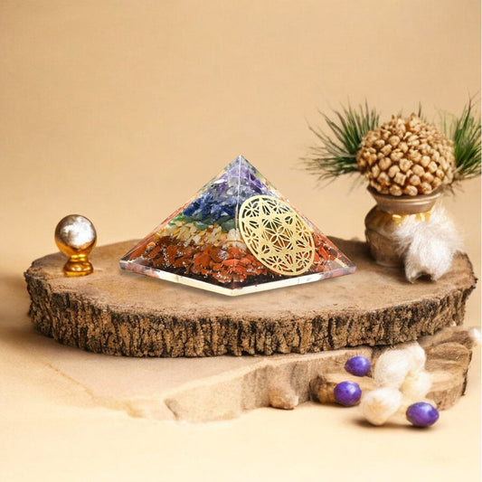 Seven Chakra Tree of Life Orgone Crystal Pyramid