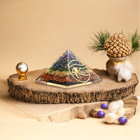 Seven Chakra Copper Coil Orgone Crystal Stone Pyramid