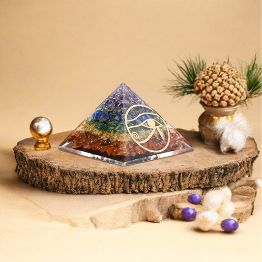 Seven Chakra Eye of Horos Orgone Crystal Pyramid