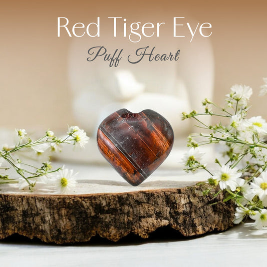 Red Tiger Eye Puff Heart