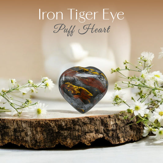 Iron Tiger Eye Puff Heart