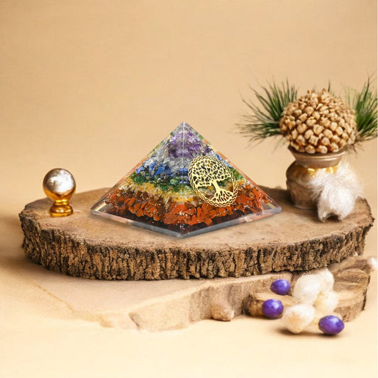 Seven Chakra Shri Yantra Orgone Crystal Pyramid