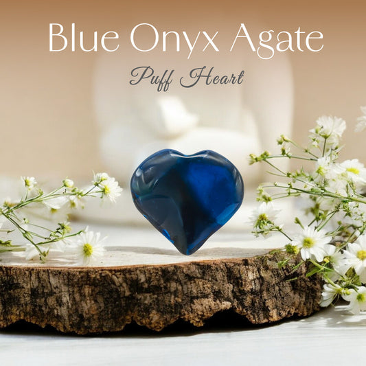 Blue Onyx Agate Puff Heart