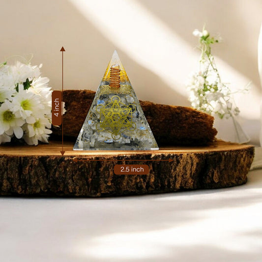 Rainbow Moonstone Metatron’s Cube Orgone Pyramid