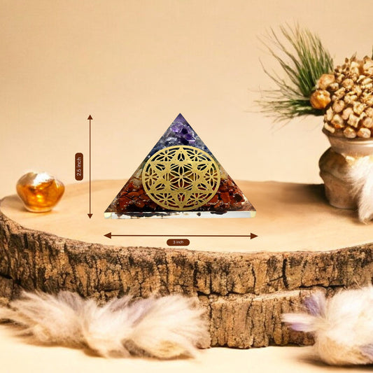Seven Chakra Tree of Life Orgone Crystal Pyramid