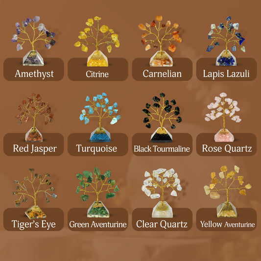 Crystal Tree Gift Set | Gemstone Tree For Gift | Christmas Gifts (Pyramid Base 2-3 Inch)