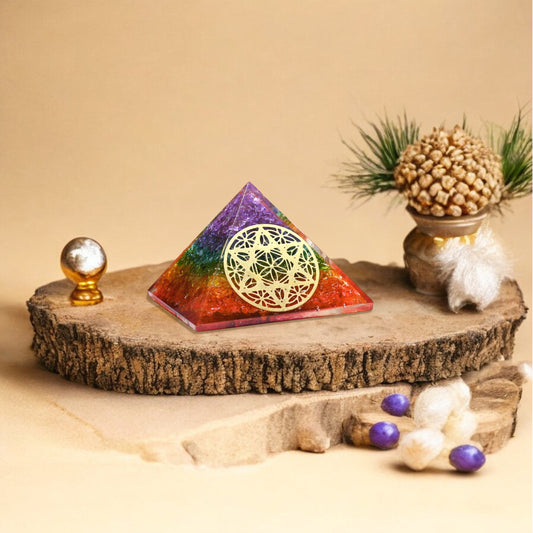 Seven Chakra Fertility Orgone Crystal Pyramid