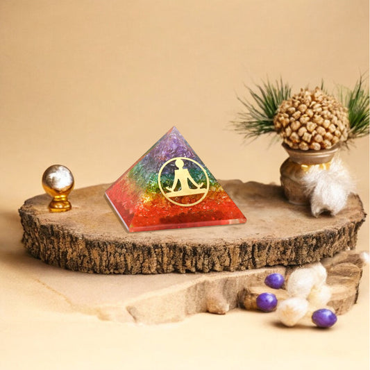 Seven Chakra Golden Meditation Orgone Pyramid