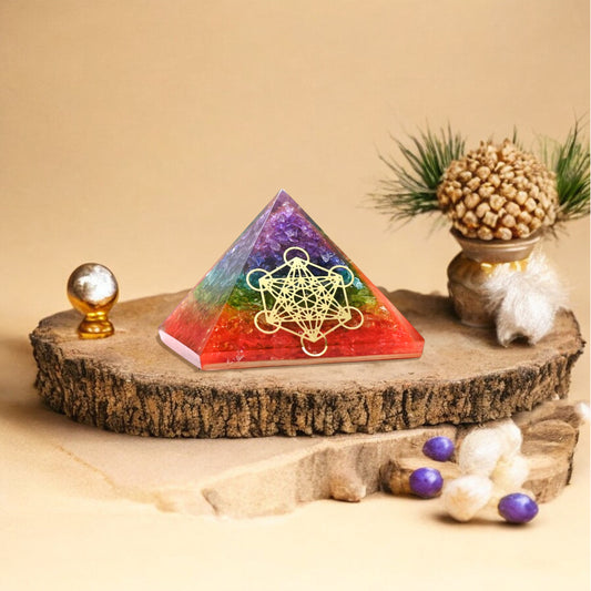 Seven Chakra Orgone Crystal Pyramid For Negativity