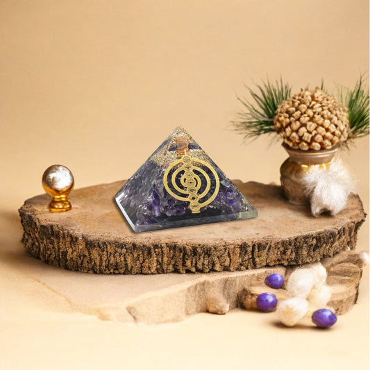 Amethyst Reiki Power Symbol orgone Pyramid