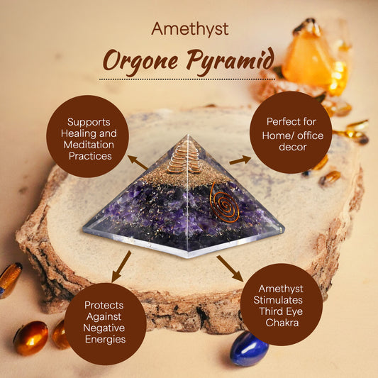 Amethyst Copper Spiral Orgone Crystal Pyramid