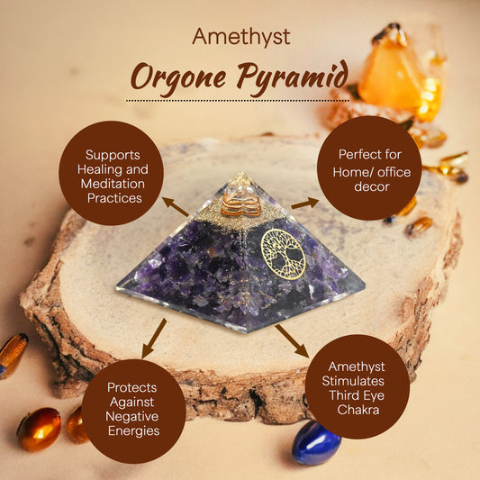 Amethyst Tree of Life Orgone Crystal Pyramid