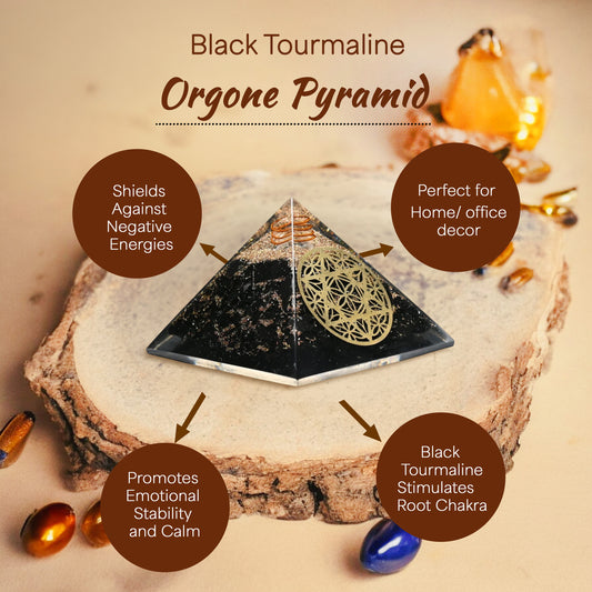 Black Tourmaline Sacred Geometry Orgone Crystal Pyramid
