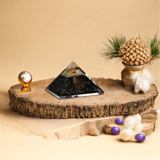 Black Tourmaline Copper Spiral Orgon Pyramid