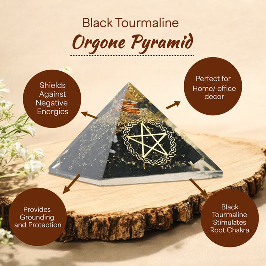 Black Tourmaline Pentagram Orgone Crystal Pyramid