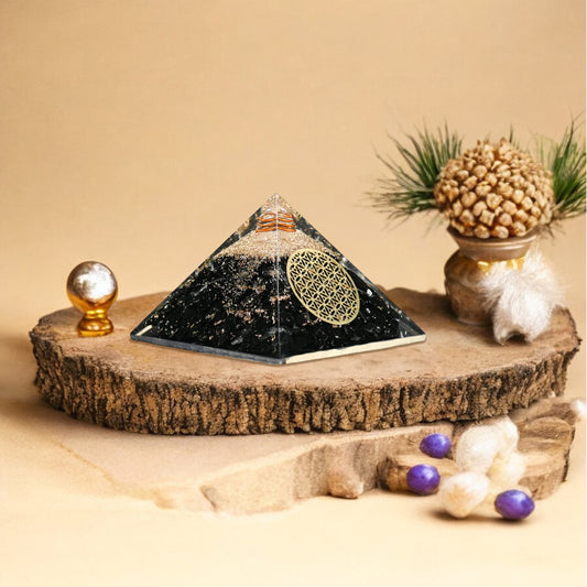 Black Tourmaline Orgone Crystal Pyramid For Unity
