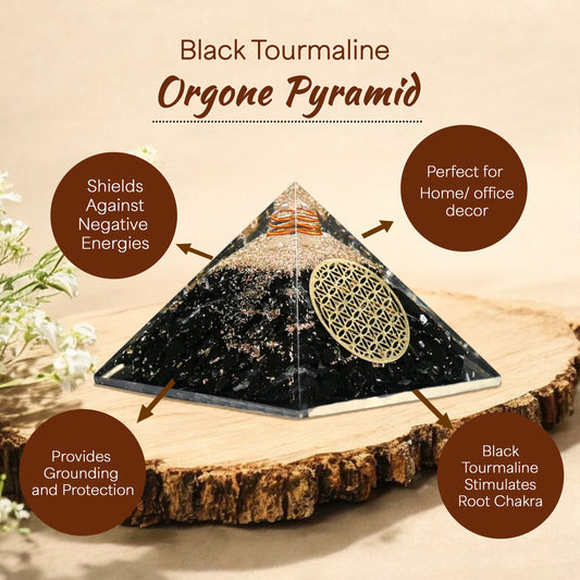 Black Tourmaline Orgone Crystal Pyramid For Unity