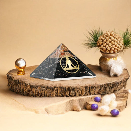 Black Tourmaline Meditation Orgone Crystal Pyramid