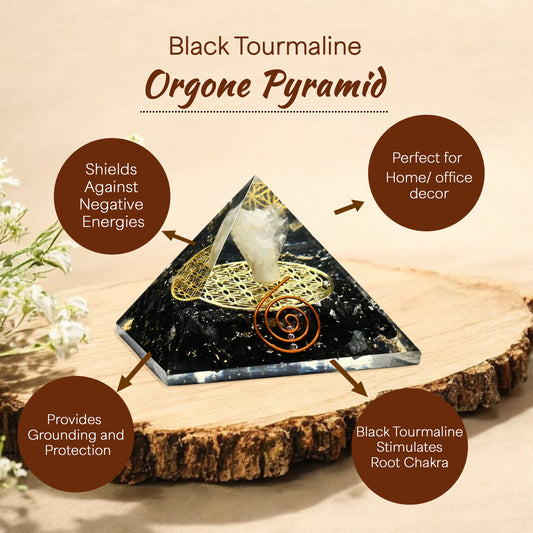 Black Tourmaline Orgone Pyramid For Good Luck