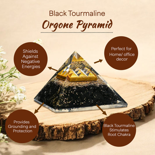 Black Tourmaline Gold Merkaba Orgone Pyramid