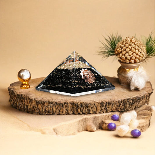 Black Tourmaline Sun Orgone Crystal Pyramid