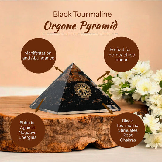 Black Tourmaline Sri Yantra Orgone Pyramid
