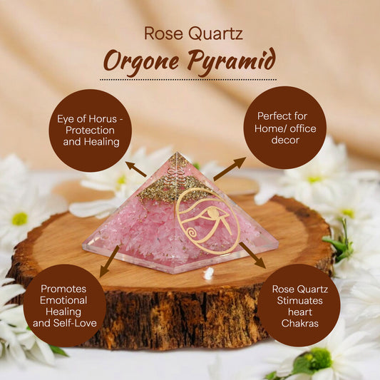 Rose Quartz Eye of Horus Orgone Crystal Pyramid