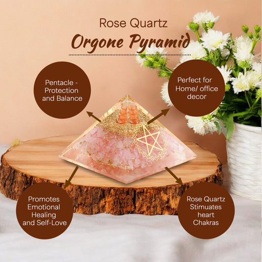 Rose Quartz Pentagram Orgone crystal Pyramid