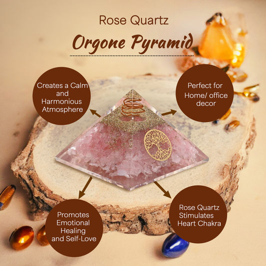 Rose Quartz Tree of Life Orgone Crystal Pyramid