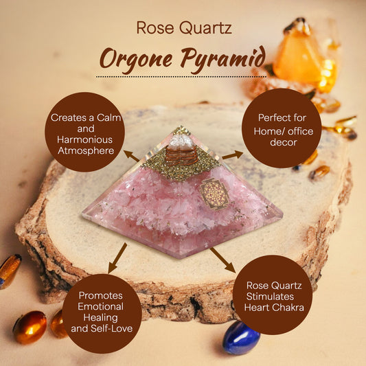 Rose Quartz Sri Yantra Orgone Crystal Pyramid
