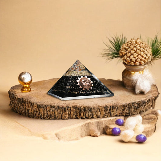 Shungite Sun Orgone Crystal Pyramid