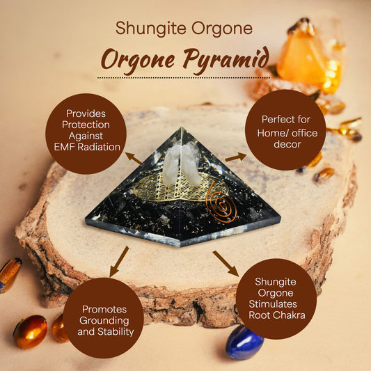 Shungite Orgone Pyramid for Clarity and Focus