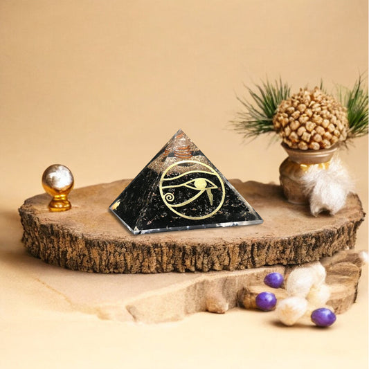 Shungite Eye Of Horous Orgone Crystal Pyramid