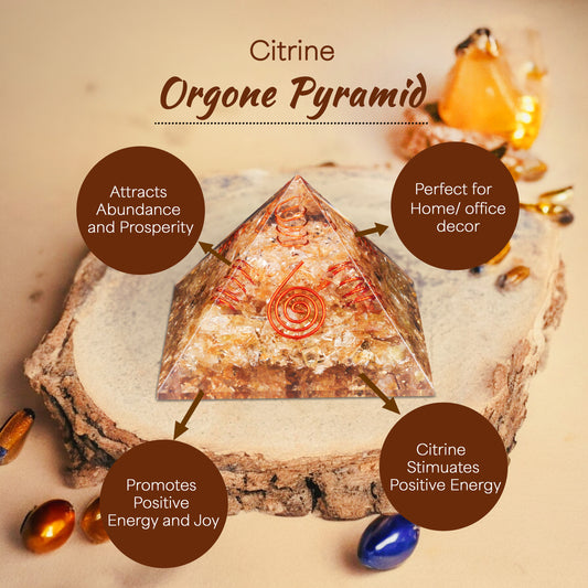 Citrine Copper Coil Orgone Crystal Pyramid