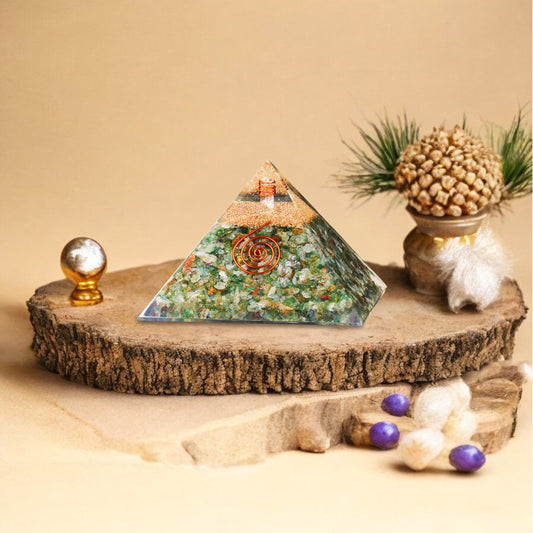 Green Aventurine Copper Coil Orgone Crystal Pyramid