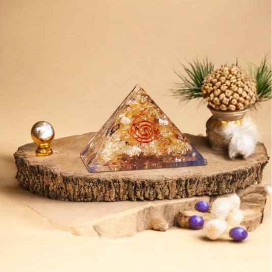 Healing Citrine Orgone Crystal Stone Pyramid