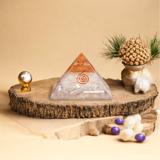 Selenite Copper Coil Orgone Crystal Pyramid