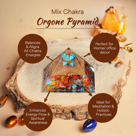 Mix Chakra Merkaba Orgone Crystal Stone Pyramid