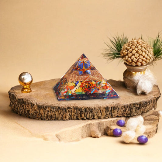 Mix Chakra Merkaba Orgone Healing Crystal Stone Pyramid