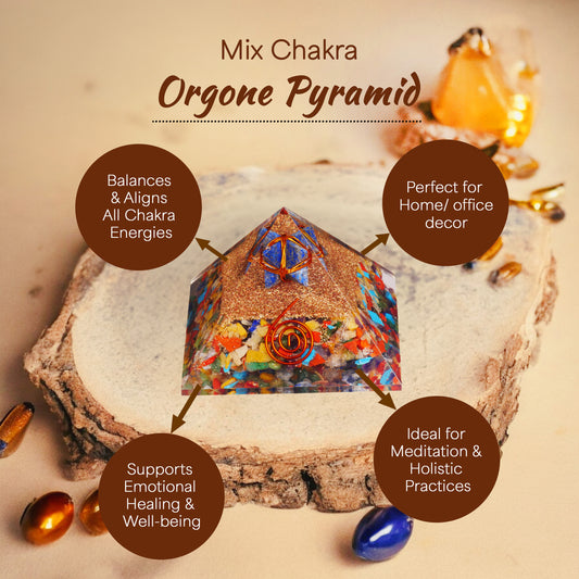 Mix Chakra Merkaba Orgone Healing Crystal Stone Pyramid