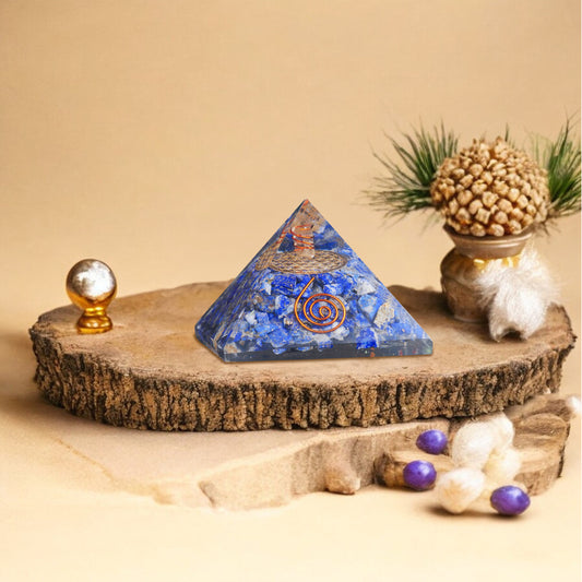 Lapis Lazuli Copper Coil Orgone Crystal Pyramid