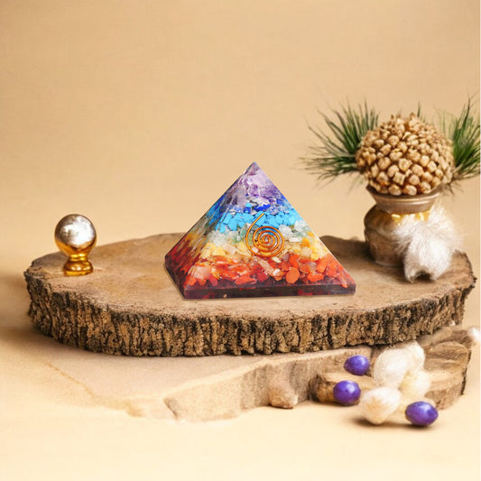 Seven Chakra Orgone Crystal Pyramid For Positivity
