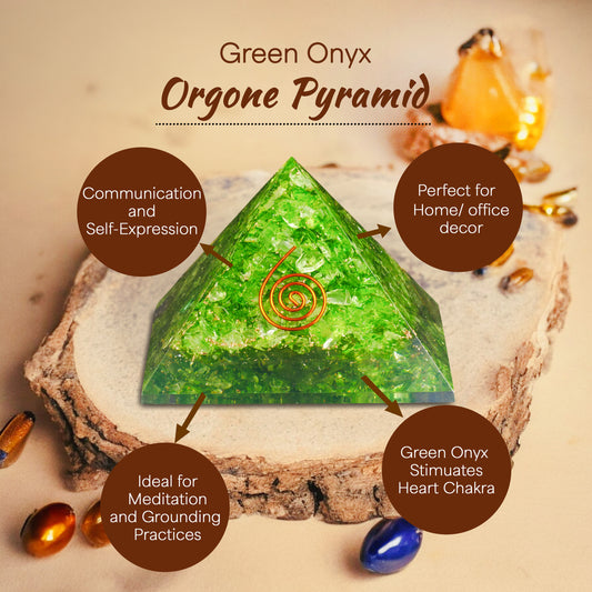 Green Onyx Orgone Healing Crystal Pyramid