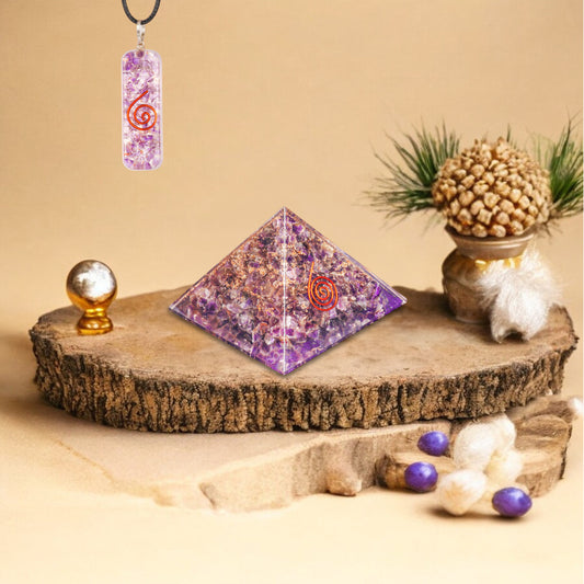 Amethyst Orgone Crystal Stone Pyramid For Calmness