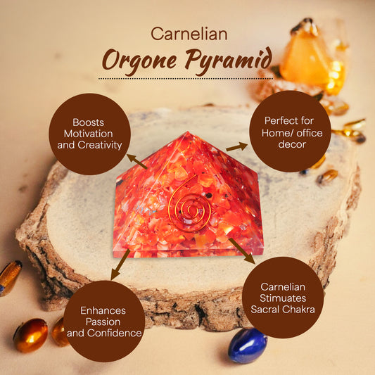 Carnelian Copper Coil Orgone Crystal Pyramid